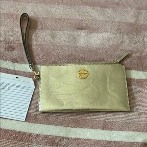 Tory Burch Gold Wristlet Clutch